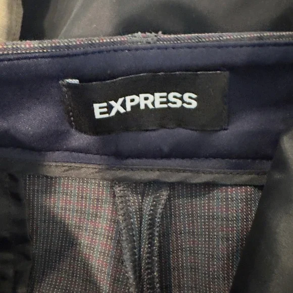 Express Columnist Slim Mid Rise Stretch Pants Size 12 Gray Stripes Work Trousers - Picture 8 of 10